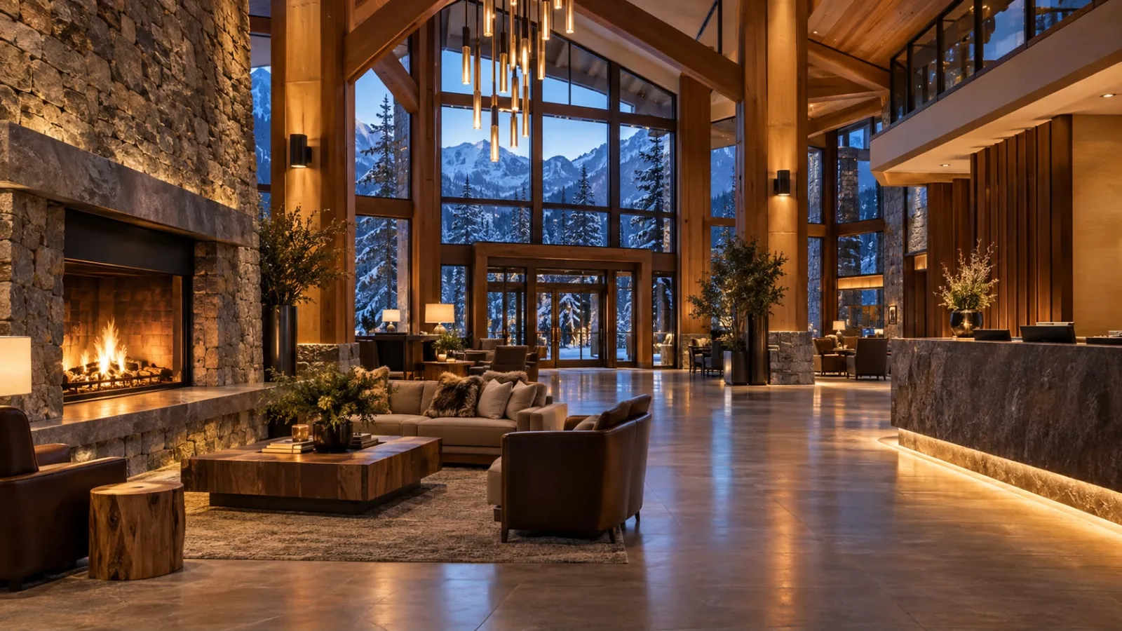 A Sea-to-Sky lodge lobby kept guest-ready by Allvora
